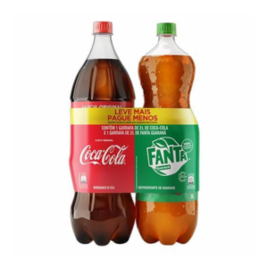 Kit Refrigerante Coca-Cola Original + Fanta Guaraná 2L S/Gelo